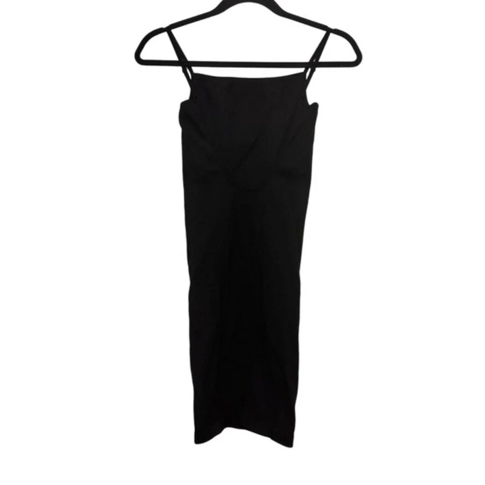 Sunday Best Black Ribbed Bodycon Mini‎ Dress XS/S Adjustable Straps Y2K Sexy - Picture 7 of 7